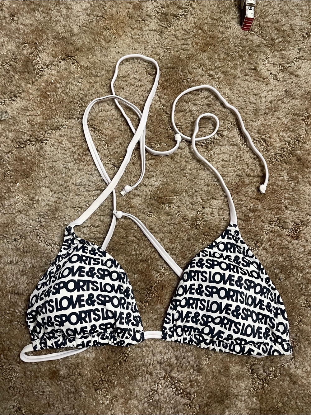 Love & Sports Black and White Bikini Top Size Large